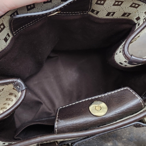 Bally Leather Harness Canvas Print Bag Satchel Tote Purse - Picture 12 of 12